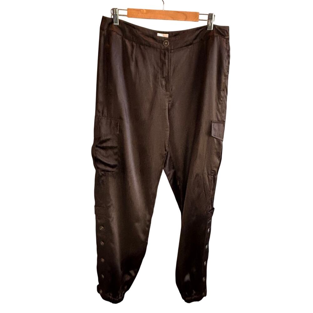 Chico's Casablanca Silk Blend Chocolate Brown Cargo Jogger Pant - size 2 (Large)